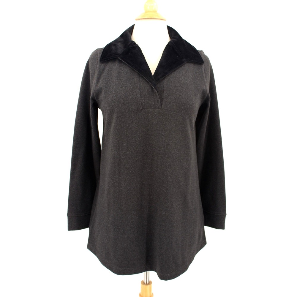 Soft Surroundings Opari Sweatshirt womens Small Velvet Trim‎ Mature Minimalist